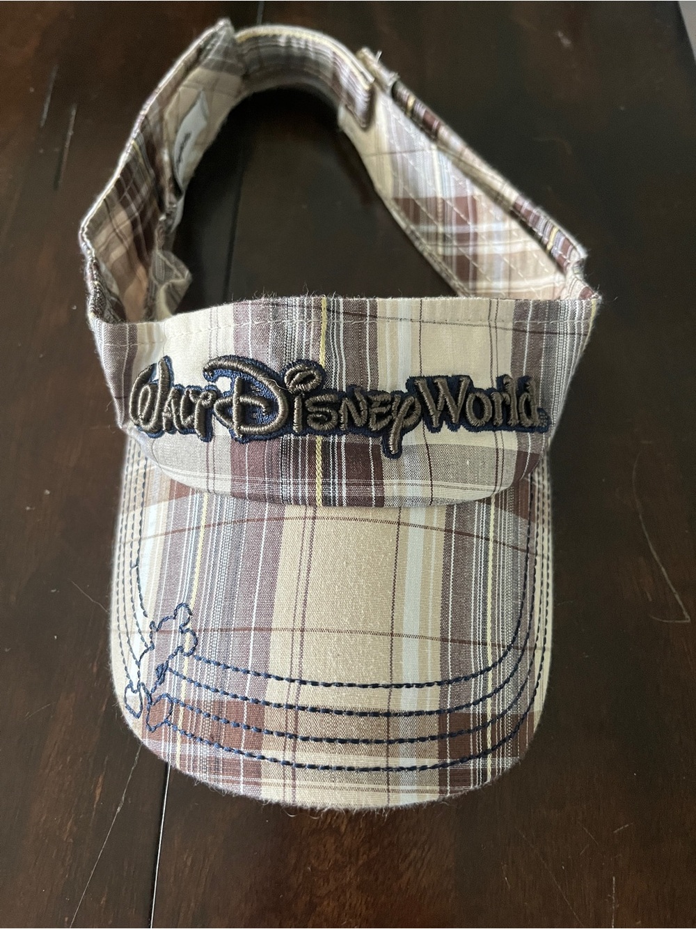 Disney Plaid Visor - Brown and Cream